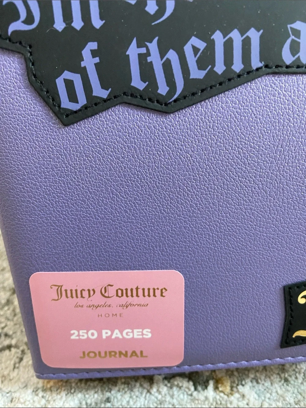 Juicy Couture Lavender Journal with Gold Crest Patch and Iridescent Pen